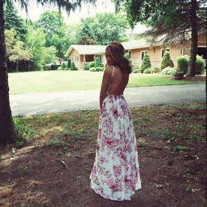 Floral Maxi Backless Dress